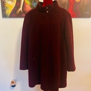 Plus Size LOFT Funnel Collar Burgundy Coat